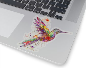Waterproof Vinyl Sticker - Bright Hummingbird & Flower Garden Sticker - Nature's Beauty