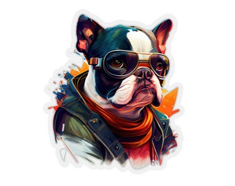 Vinilo adhesivo impermeable: Perro motero con gafas de sol