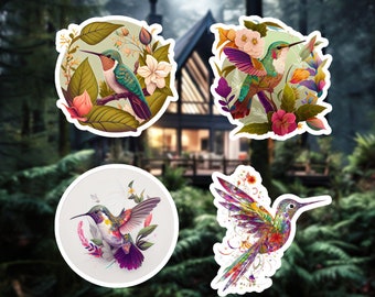 Hummingbird Haven - Paquete de 4 pegatinas de vinilo impermeables de 2 pulgadas