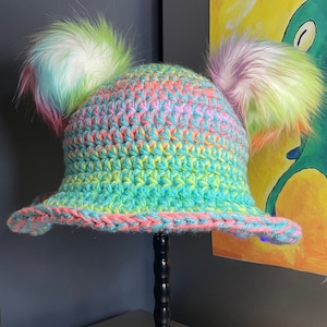 Funky Blue and Rainbow Black Light Hat