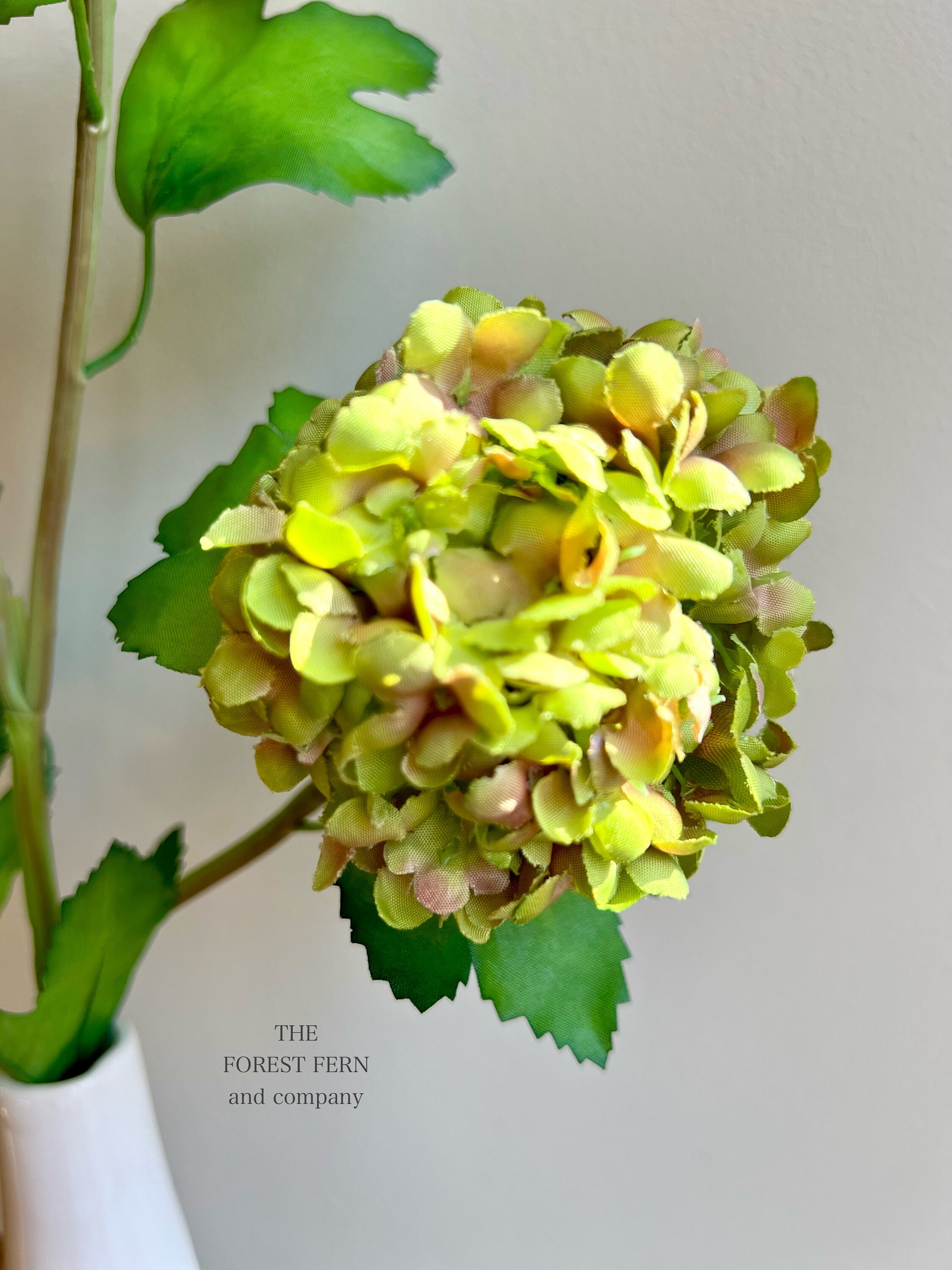 23 Artificial/faux Autumn Green Snowball Hydrangea Stem Etsy
