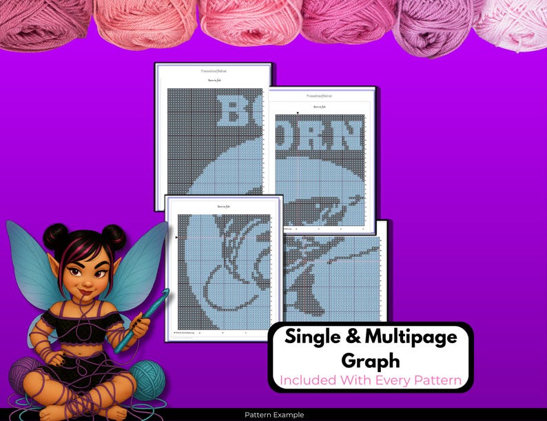 Crochet Graph Pattern, Born to Fish Blanket Graph, Lake Life Fishing Graphgan image 4
