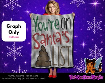Crochet Graph Pattern, You’re On Santa’s Sh*t List Blanket Graph, Funny Adult Christmas Graphgan