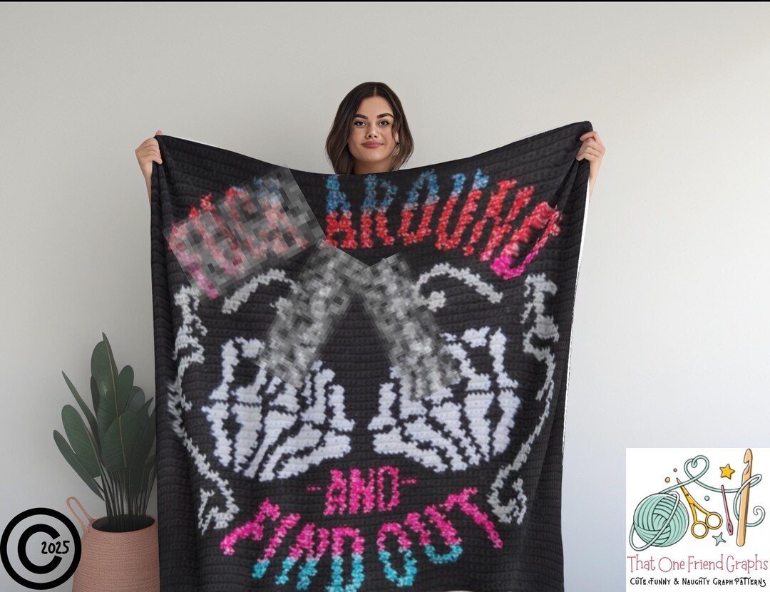 Middle Finger Crochet Graph Pattern: Funny Attitude Design (digital ...
