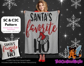 SC & C2C Christmas Crochet Graph Pattern, Santa’s Favorite Ho Blanket, Funny Adult Holiday Crochet Graphgan