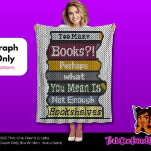 Gráfico de Crochê para Manta "Muitos Livros", Gráfico para Amante de Livros e Leitura
