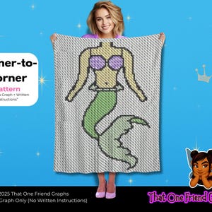 C2C Crochet Graph Pattern, Mermaid Tail Blanket, Ocean Princess Corner to Corner Crochet Graphgan
