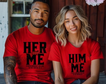 Her God Me Couple Shirts, Matching Couple Shirts, Christian Couples, Faith Apparel, Date Night Shirt, His and Her Tees, Marriage Retreat Tee