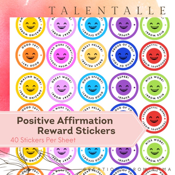 Positive Affirmation,Printable School Teacher Stickers, Blue Reward Stickers