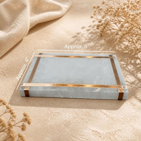 Copper-Infused Selenite Charging Plate (6x4"): Crystal Cleansing Decor