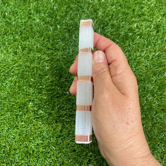 Copper-Infused Selenite Stick: Cleansing Crystal Wand (5")