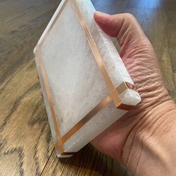 SELENITE - Copper-Infused Selenite Rectangle Charging Plate. Crystal Cleansing, Charging. Home Decor, Healing, Crystal Grid, Intentions