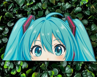 Hatsune Miku Peeker Sticker | Anime Vocaloid Fan Art Vinyl Sticker(5"x3")