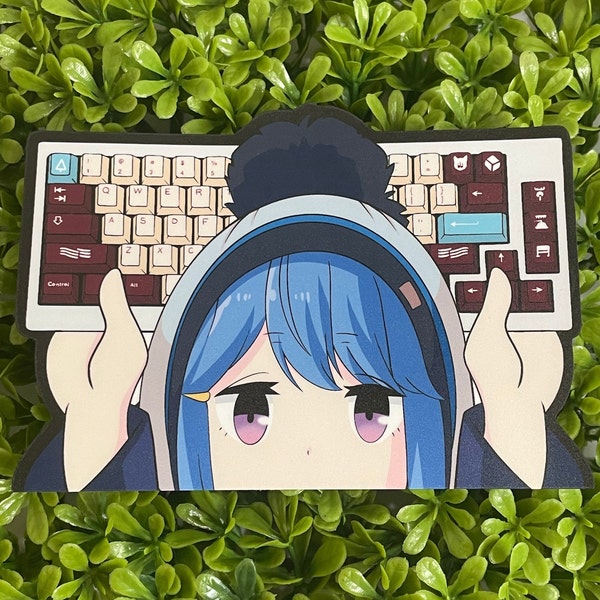 Rin Shima x GMK Yuru Peeker KeebWeeb Sticker - Mechanical Keyboard Keycap + Anime Inspired