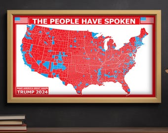 Trump 2024 Election Map Poster | MAGA Republican Art Print, Political Wall Decor, Make America Great Again Artwork, USA Red State Map Poster