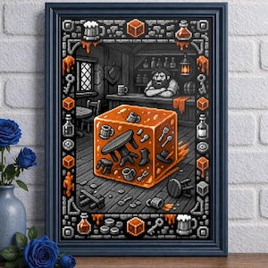 Gelatinous Cube 16-Bit Fantasy Poster | DnD Funny Tavern Wall Art