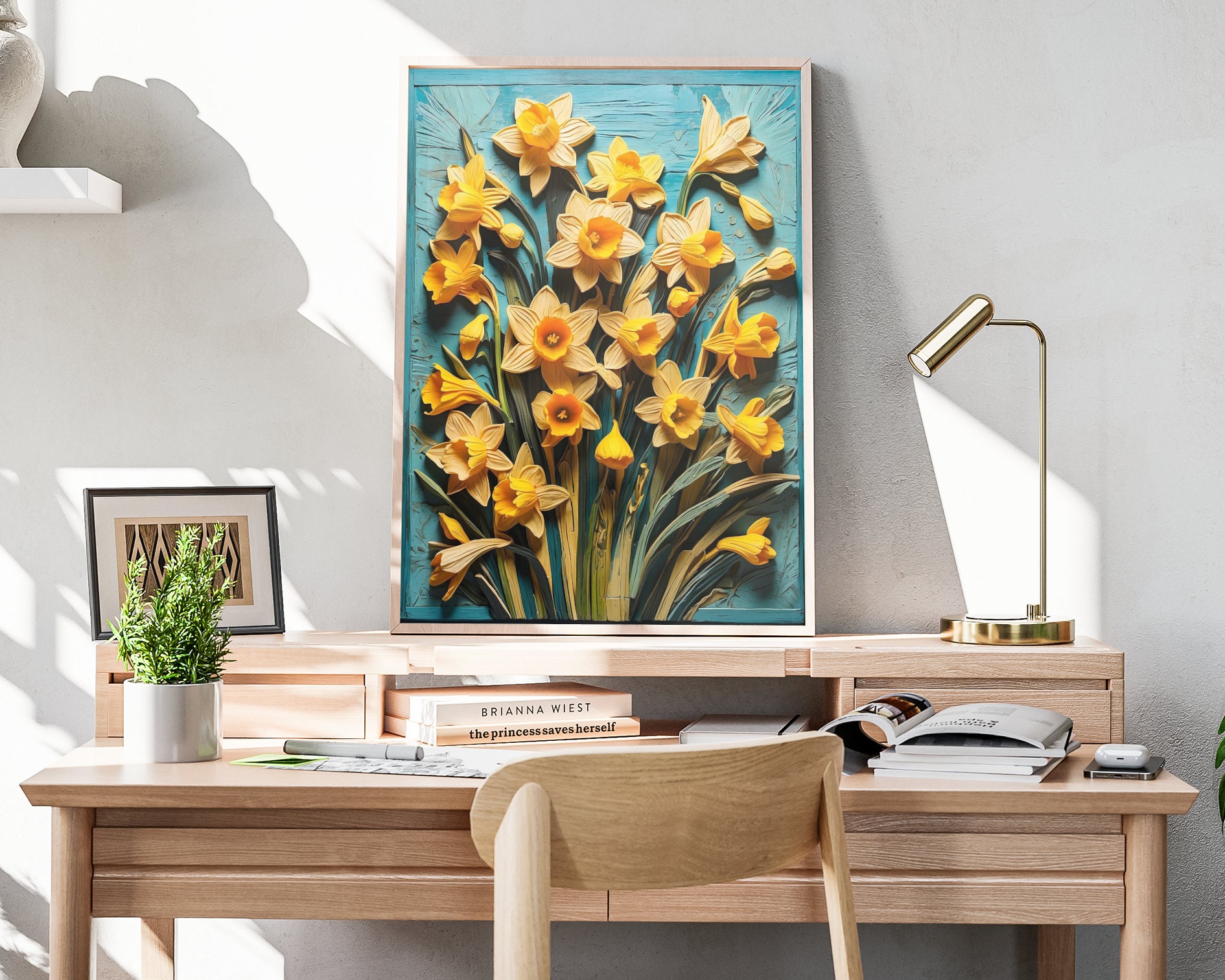 Spring Daffodil Floral Matte Poster | Springtime Painting Art Print ...