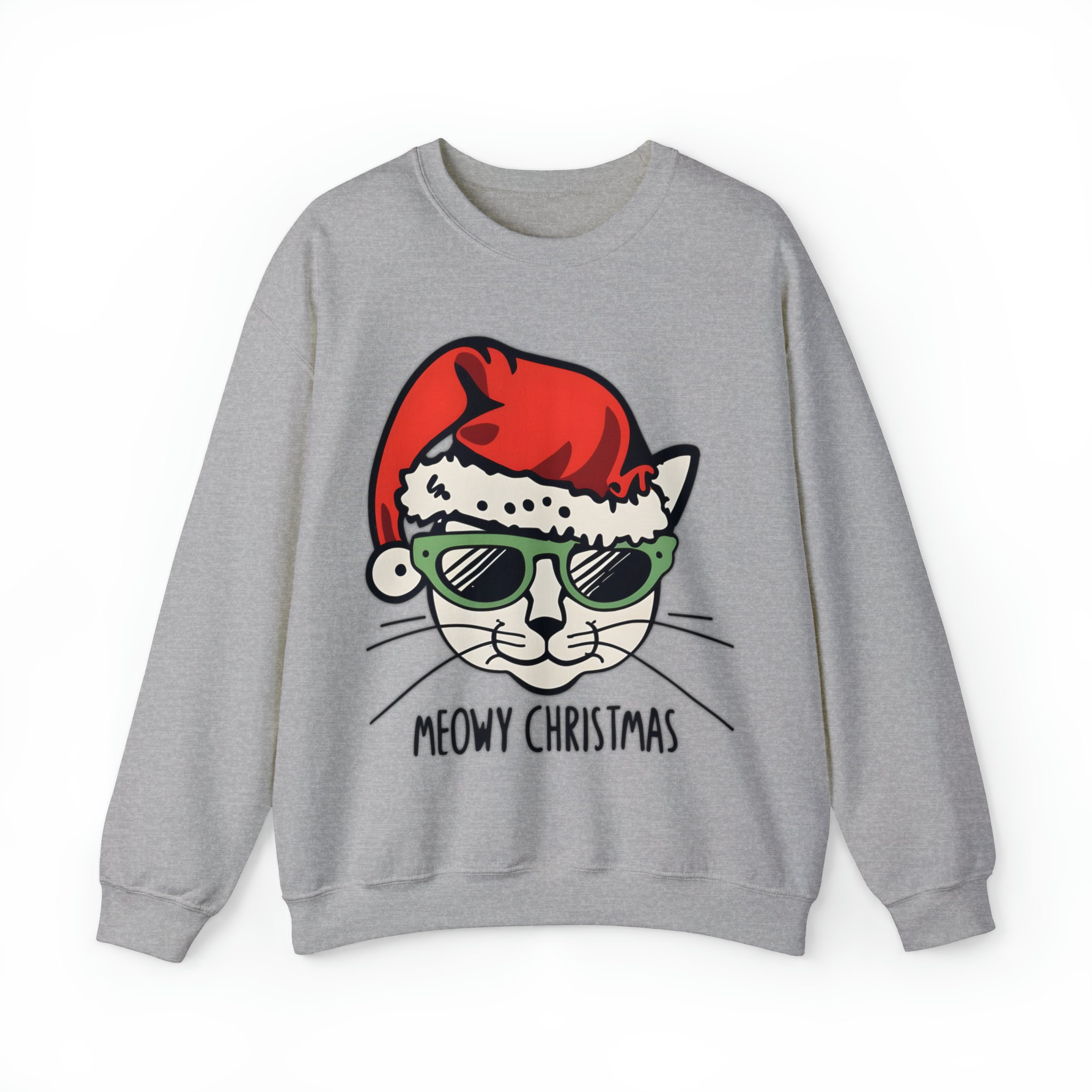 Sweat De Noël Femme Motif Chat Rigolo - Pull Moche De Noël, Confortable, Manches Longues, Coupe Oversize