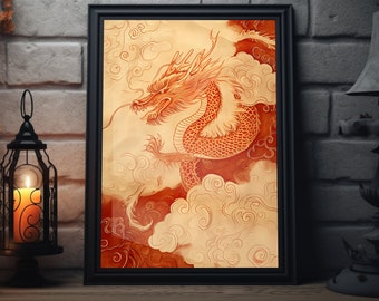 Spring Festival Chinese Matte Wall Art | Lunar New Year Artwork, Year Of The Dragon Print, Chinese New Year Art, Chinese Dragon Poster,