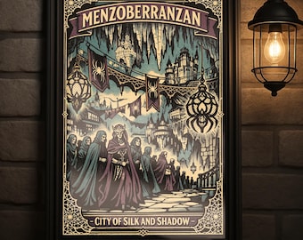 Menzoberranzan Underdark City Print | DnD Vintage Comic Spider Lantern Wall Decor