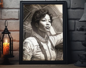 Mae Jemison Matte Art Print | Black Women's History Month Art, African American Woman Painting, Feminism Wall Art, Black Culture Decor