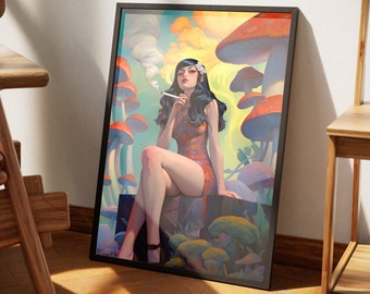 Enseigne en métal 420 cannabis cannabis Poster Pin Up Girl Decor Garage