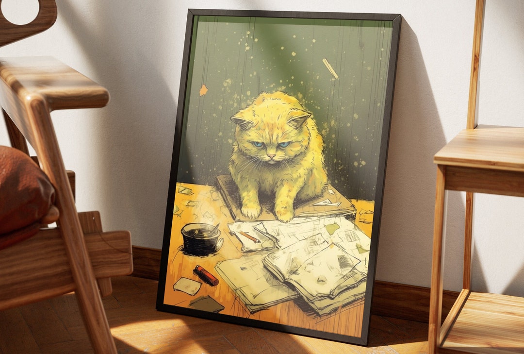 Eclectic Cat Wall Art Unique Animal Art Prints Sketch Art Etsy