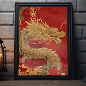 Chinese New Year Dragon Matte Wall Art | Lunar New Year Artwork, Year Of The Dragon Print, Spring Festival Art, Chinese Dragon Poster,