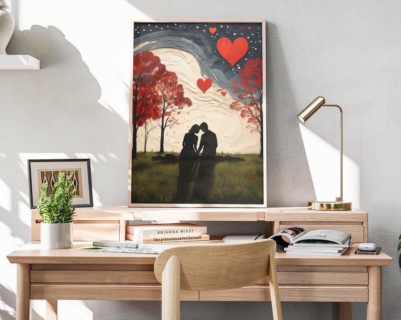 Valentine's Day Folk Art Matte Poster Heart Painting Art Print