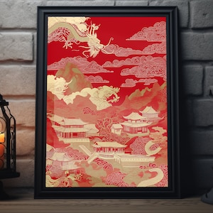 Chinese New Year Dragon Matte Wall Art | Lunar New Year Artwork, Year Of The Dragon Print, Spring Festival Art, Chinese Dragon Poster,