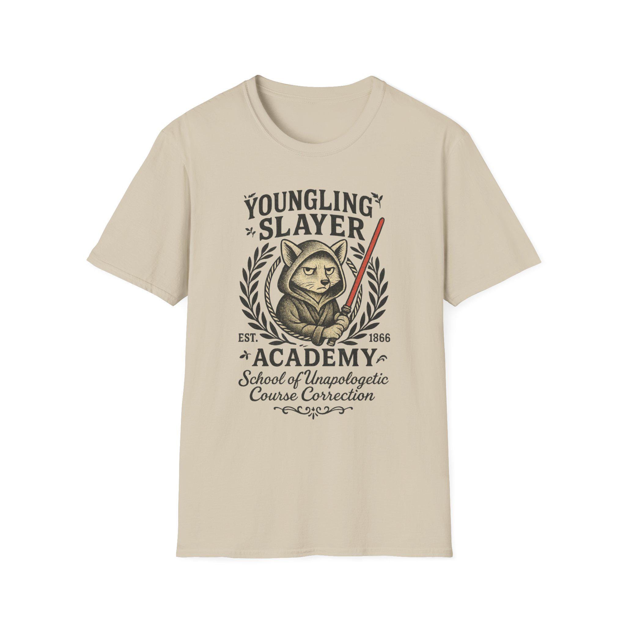 Youngling Slayer Fox T-Shirt | Funny Sith Parody Tee, Dark Humor Jedi Meme Graphic Top, Retro Emblem Shirt, Mayhem Mascots Collection