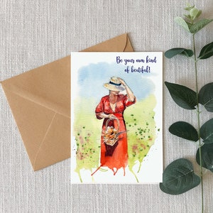 Tarjeta imprimible-Descarga instantánea PDF- Plantilla de tarjeta -Tarjeta de acuarela- Las mujeres son hermosas-Afirmaciones positivas-Inspiración