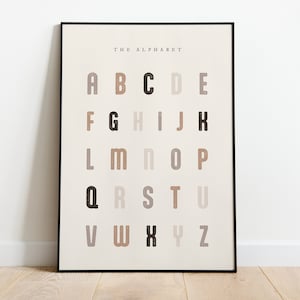 Neutral Alphabet Poster Digital Print , Neutral Alphabet Digital Print, Printable, Homeschool Decor, educational resources, ABC POSTER