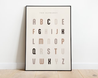 Neutral Alphabet Poster Digital Print , Neutral Alphabet Digital Print, Printable, Homeschool Decor, educational resources, ABC POSTER