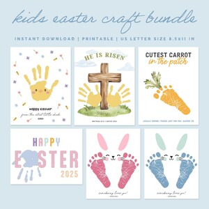 Kids Easter Handprint Footprint Art Craft Bundle | Printable DIY Kids Easter Crafts | Easter Memory Keepsake Craft | Daycare Preschool Craft