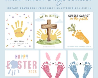 Kids Easter Handprint Footprint Art Craft Bundle | Printable DIY Kids Easter Crafts | Easter Memory Keepsake Craft | Daycare Preschool Craft