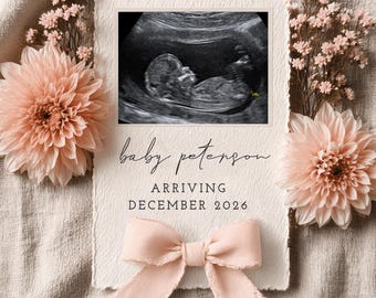 Digital Pregnancy Announcement Template | Baby Girl Announcement | Ultrasound Editable | Announcement for social media