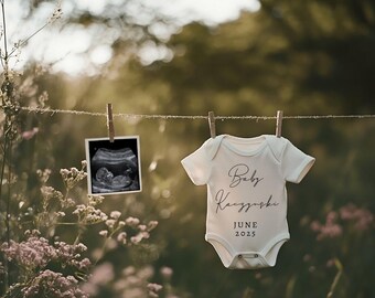 Digital Pregnancy Announcement Template | Baby Girl announcement | Pink Flowers | Editable Announcement for social media