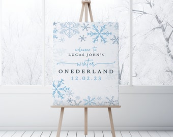 Winter ONEderland - First Birthday Welcome Sign Template, Winter ONEDERLAND Sign, Printable, Editable