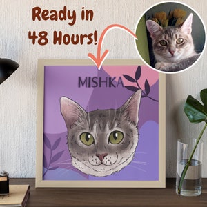 Personalized Gift Digital Download Cat Portrait from Photo Cat Drawing Cat Cartoon Personalized Pet Painting Custom Dad Gift for Cat Owners