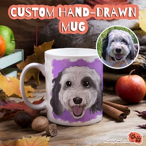Custom Dog Mug Hand Drawn Dog Portrait Cartoon Dog Dad Mug Custom Dog Portrait Dog Mom Mug Gift Idea for Dog Lovers Custom Dog Gift