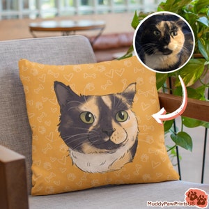 Custom Portrait Cat Pillow Cat Gift Personalized Cat Mom Gift Pillow Gift for Cat Owner Drawing Custom Cat Design Cat Dad Gift from Photo