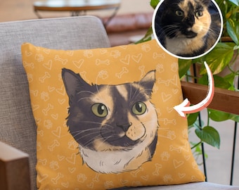 Retrato personalizado gato almohada gato regalo personalizado gato mamá regalo almohada regalo para el propietario del gato dibujo personalizado gato diseño gato papá regalo de la foto