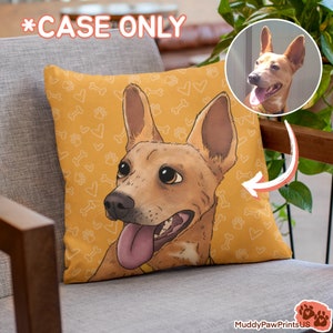 Custom Dog Pillow Case HandDrawn Dog Cartoon Personalized Dog Gift Custom Dog Portrait Photo Dog Mom Gift Dog Owners Dog Drawing Dad Gift