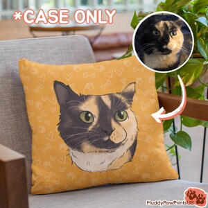 Custom Cat Pillow Case HandDrawn Cat Cartoon Personalized Cat Gift Custom Cat Portrait Photo Dog Mom Gift Cat Owners Cat Drawing Dad Gift