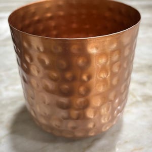 Two of the 4" Tooled Hammered Copper Pots / Copper Clad Planters