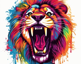 アート・デザイン・音楽 Lund & Slaatto Digital Lion Heads Designs: 9 Colorful Transparent Graphics