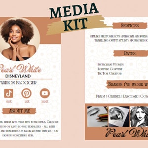2 Page Media Kit Canva Template| Instagram Media Kit| Influencer Rate Sheet Template| Blogger Press Kit | Facebook Tiktok Instagram Template