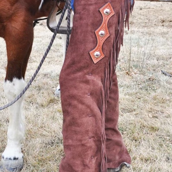 Hand Made |Native American Cowboy Buck Skin Suede Leather Pant| Rodeo Chap Mountain Men| Western Leather chap tan brown|