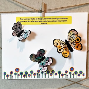 Romans 8:28 Family Activity Guide - Memory Verse Tools & Butterfly Craft Tutorial for Christian Homeschooling